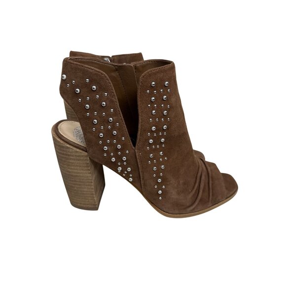 Vince Camuto Brown Studded Peep Toe Booties Women’s 10 - Picture 4 of 14